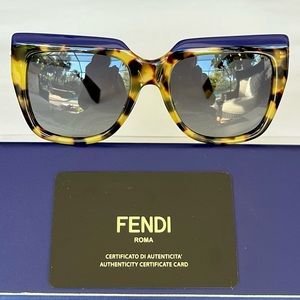 FENDI 53 mm tortoise blue sunglasses